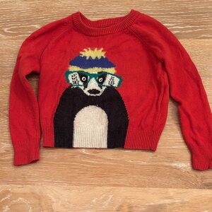 Mini Boden Red Sweater with Bear Design